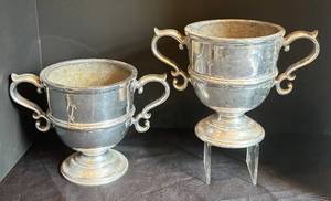 DR - Pair of Vintage Pewter Loving Cups