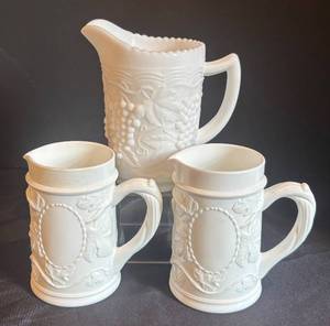 DR - Vintage Milk Glass Pitchers - Set of 3