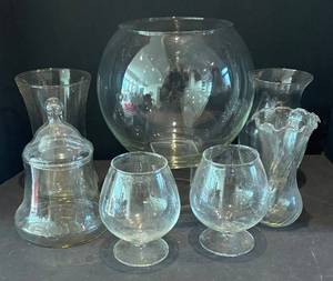 DR - Collection of Clear Glass Vases and More