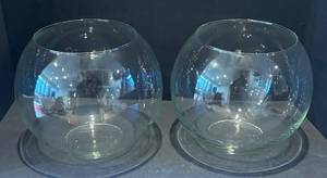 DR - Pair of Round Glass Vases
