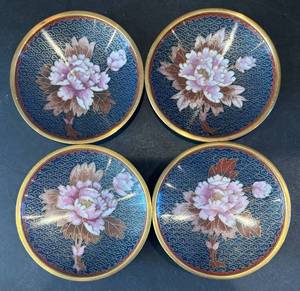 K - Four Jingfa Floral Enamel Plates