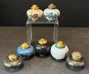 K - Seven Vintage Cloisonne Salt & Pepper Shakers