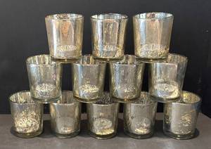 DR - 12 Sparkling Votive Glass Candle Holders