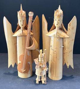 K - Three Vintage Wooden Figurines