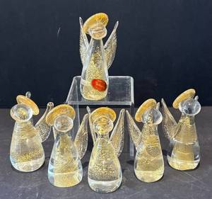 K - Six Murano Venetian Angel Figurines