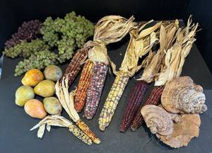 G - Faux Grapes and Pears with Corn Cobs and Mushrooms