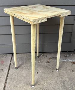 BY - Unfinished Wooden Accent Table