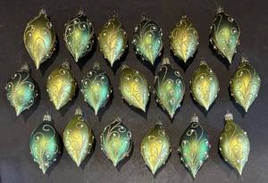 DR - 19 Green Glass Christmas Ornaments