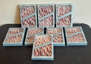 DR - 8 Boxes of Glass Icicle Ornaments - Red & White