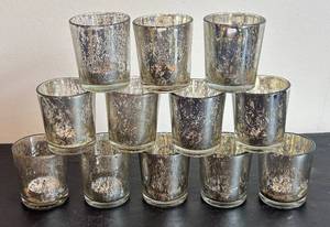 DR - 12 Shimmering Glass Votive Candle Holders