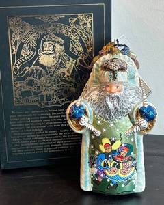 DR - Mostowski Russian Santa Ornament with Basket - Crystallized with Swarovski