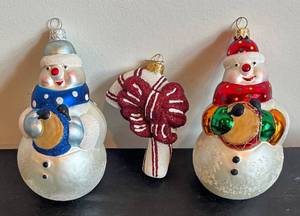 DR - Christmas Ornaments Trio - Snowmen & Glitter Bow