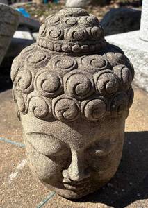 BY - Cement Buddha Head Sculpture - Outdoor Garden Decor