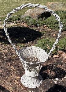 BY - Vintage White Wicker Plant Stand