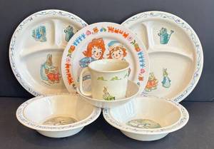 DR - Peter Rabbit & Raggedy Ann & Andy Dinnerware - Vintage Plates, Bowls & Mug