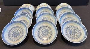 DR - Blue & White Dragon Pattern Sauce Bowls - 15-Piece Set