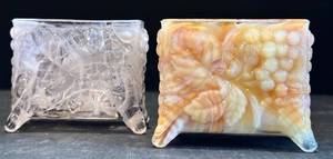 DR - Two Antique Boyd Art Glass Calling Card Holders