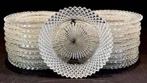DR - Vintage Anchor Hocking Miss America Crystal Luncheon Plates (Lot of 19)