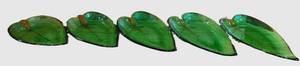 DR - Dynasty Gallery Fused Glass Leaf Plates - Emerald Green with Amber Stem (Lot of 5)