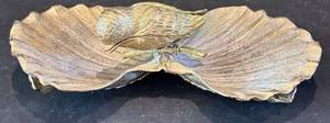 DR - Gilded Pewter Trinket Dish with Bird - Shell-Shaped Jewelry Tray