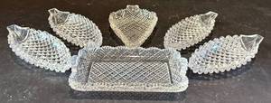 DR -  Vintage Glass Crystal Small Jewelry Trays  (Lot of 6)