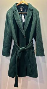 LR - Ann Taylor Green Wool Coat - Long, Belted, One Button, XLT Tall - New with Tags