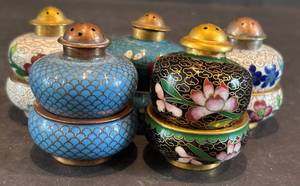 DR - Vintage Chinese Cloisonn Enamel Salt & Pepper Shaker Sets (5 Pairs)