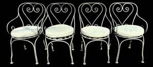 BY - Patio Chairs - Wrought Iron with Round Cushions (Lot of 4)