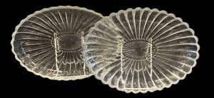 DR - Vintage Heisey Glass Floral Bowls - Pair