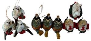 K - House of Hatton Bird Ornaments - Nine Hand-Painted Wooden Birds (Lot of 9)