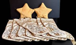 DR - SFERRA Needlepoint Stockings & Gold Star Pillows (Lot of 10)