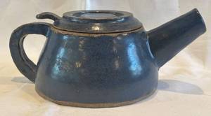 K - Vintage Blue Speckled Teapot - Ceramic Pottery