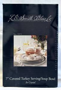 LR - L.E. Smith Glass Co. Covered Turkey Serving Bowl - 7 in Crystal (2071)