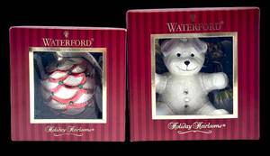 K - Waterford Holiday Heirlooms Polar Bear Ornament & Jeweled Pine Cone Ornament (Lot of 2)