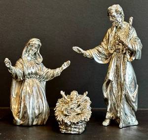DR - Lunt Silversmiths CH018 Nativity Set - 3-Piece Italian Made, 6.5 in Tall