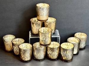 DR - Glass Votive Holders with Candles - 3 in High (Lot of 12)