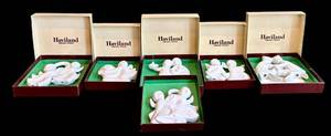 DR - Haviland Limoges France White Porcelain Ornaments (Lot of 6)