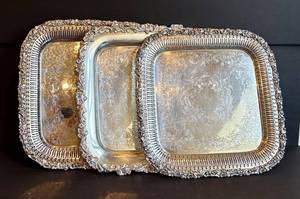 DR - Webster Wilcox IS 3428 Silver Plated Serving Platters - Set of 3
