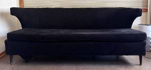 LR - Black Velvet Curved Back Settee