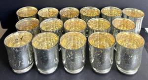 LR - SNK Home Decor Silver Plated Glass Votive Holders  (Lot of 16)