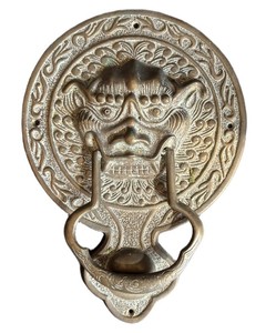 LR - Vintage Brass Foo Dog Door Knocker