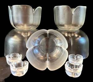K - Rosenthal Studio-Line Bjrn Wiinblad Frosted Glass Tulip Bowls & Candle Holders (Lot of 7)