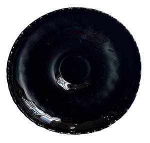 DR - Amethyst Vintage Black Glass Scallop Edge Footed Dish