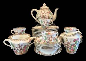 DR - Vintage Coalport England Indian Tree Pattern Tea Set Luncheon Set
