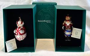 DR - Reed & Barton Peppermint Snowman & Nutcracker Ornaments (Lot of 2)