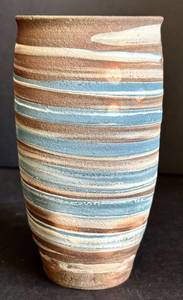 LR - Richard Bresnahan Striped Earth-Tone Vase