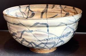 LR - Richard Bresnahan Cream & Blue Bowl with Base