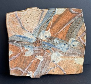 LR - Handmade Ceramic Platter - Geometric Glaze, Earthy Tones