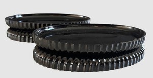 DR - Vintage Amethyst Onyx Collection Black Glass Oval Serving Trays 8x5 in (Lot of 4)