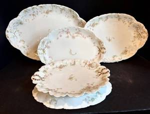 DR - Vintage Haviland Limoges Platters - Floral Pink Pattern (Lot of 5)
